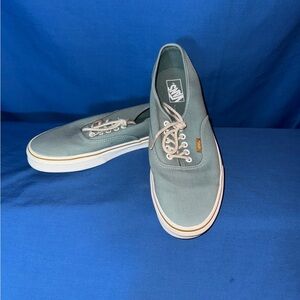 VANS Size M 11 Authentic Embroidered Check Trellis Blue Sneakers